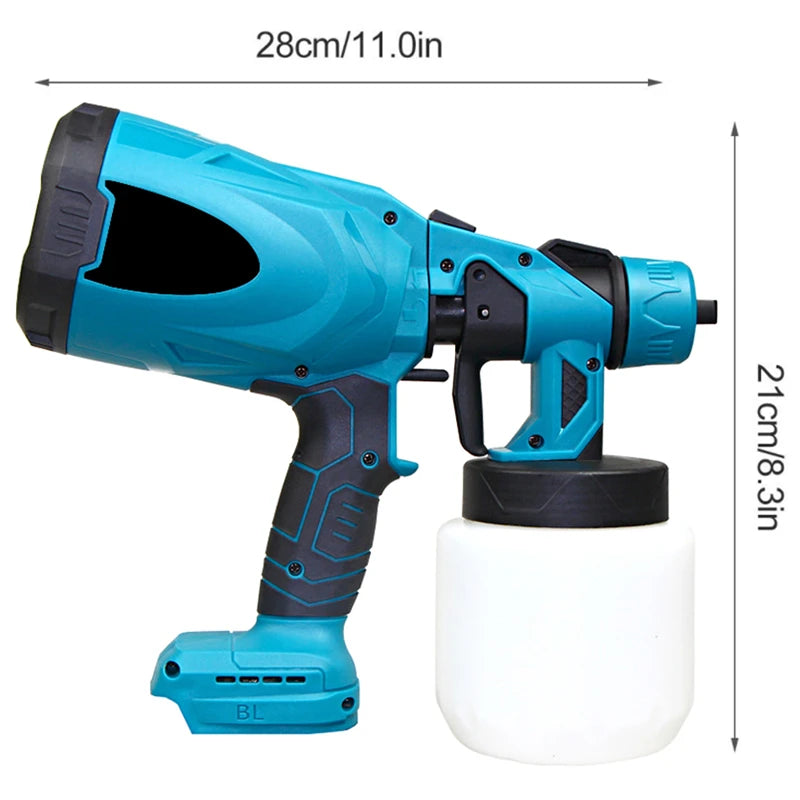1000ML High-Power Cordless Electric Spray Gun: HVLP Paint Sprayer for Auto, Furniture & Steel Coating | Compatible with Makita 18V Battery