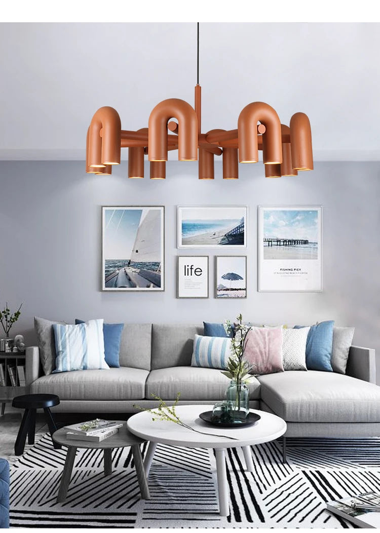 Modern U-Shaped Chandelier Minimalist Pendant Lamp for Kid's Rooms, Living Room & Bedroom Decor