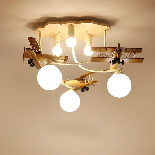 Cute Wooden Airplane Ceiling Light for Kids & Nurseries