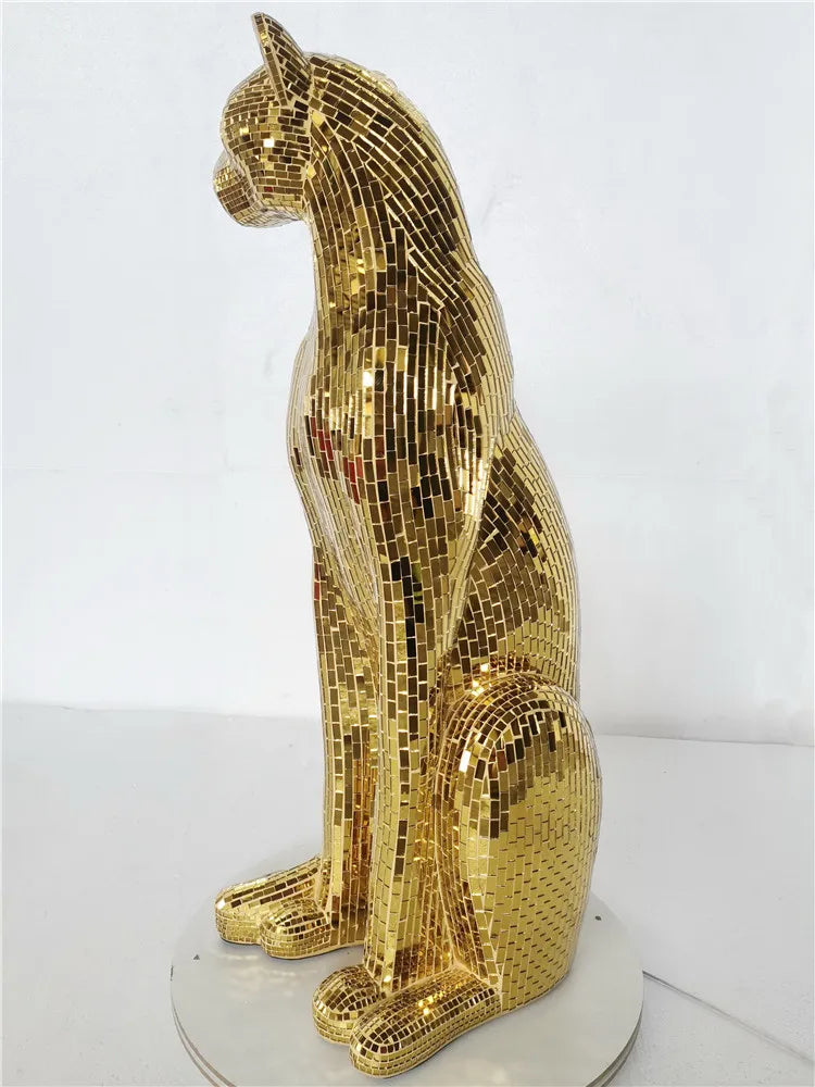 Leopard Animal Craft Statue – Glitter Glass Figurine for Home Decoration & Gift Idea