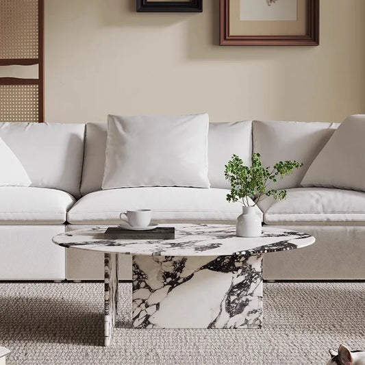 Carrara Marble Coffee Table – Heavy Duty Modern Center Table for Sofa & Living Room