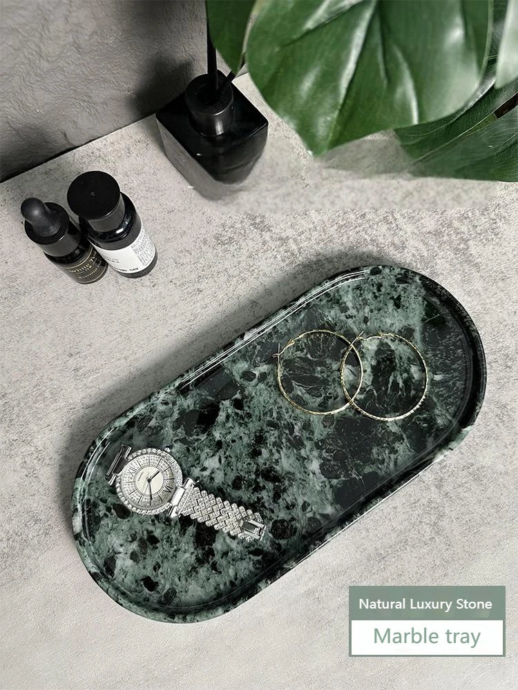 Luxury Marble Bathroom Tray Elegant Natural Stone Vanity & Cosmetic Organizer