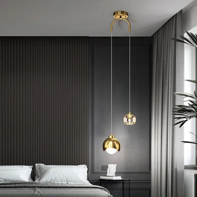 Vintage Indoor Bedside Ceiling Hanging Modern Gold/Black Chandelier Pendant Light