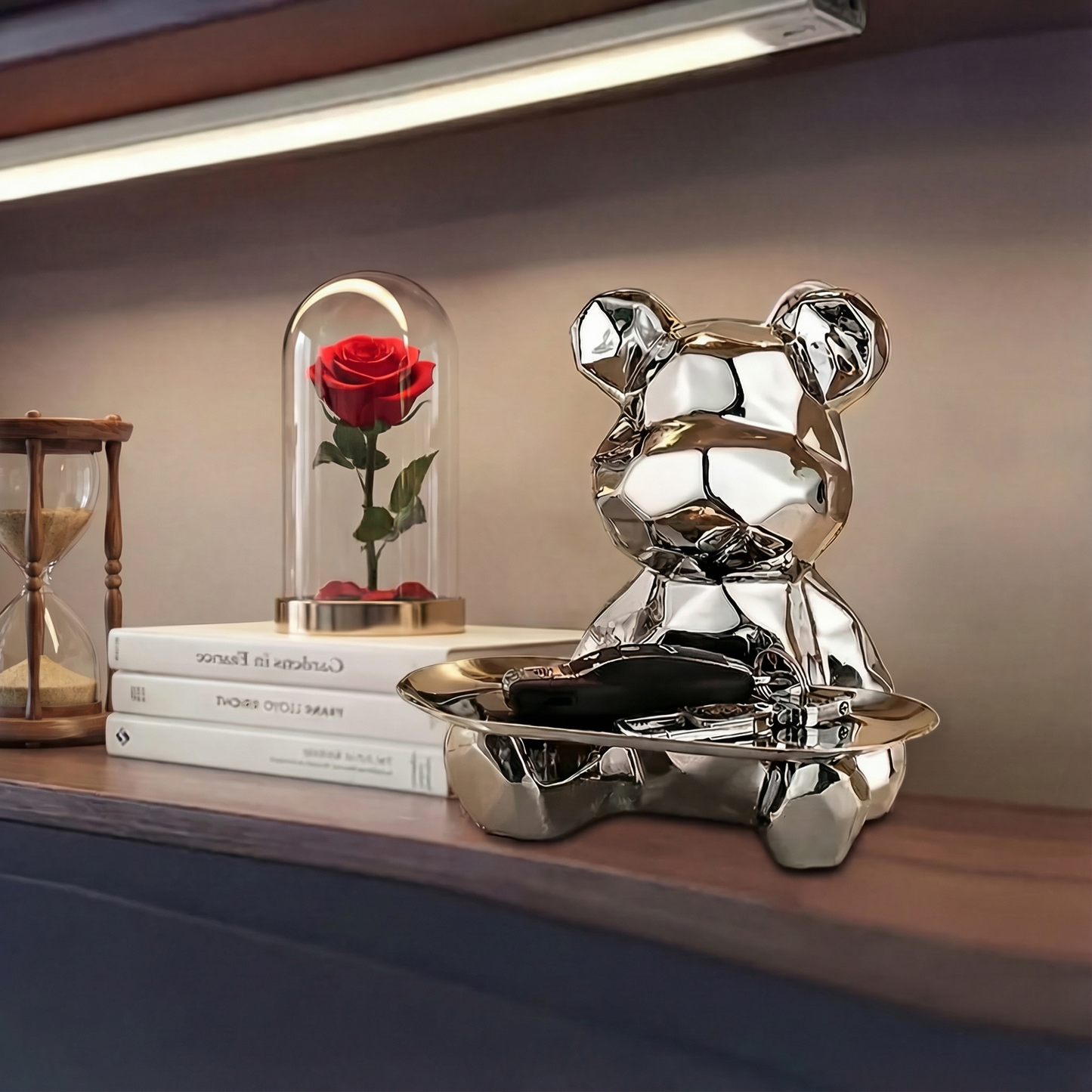 Geometric Bear Tray Statue with Smart Storage Perfect for Living Rooms & Any Space