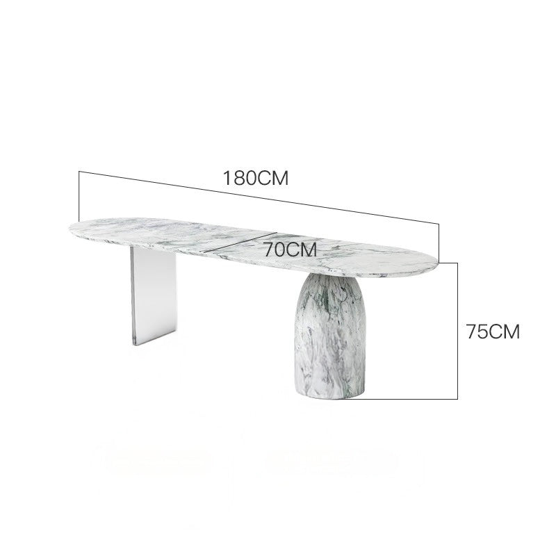 Oval Natural Stone Table with Solid Base Elegant Acrylic Floating Marble Desk for Home & Office
