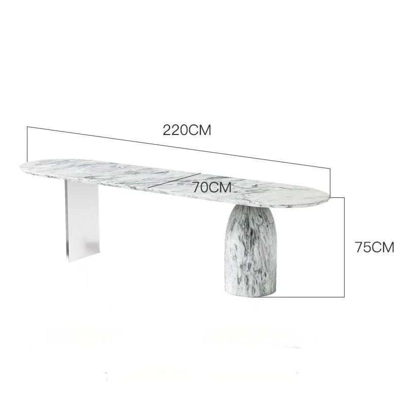 Oval Natural Stone Table with Solid Base Elegant Acrylic Floating Marble Desk for Home & Office