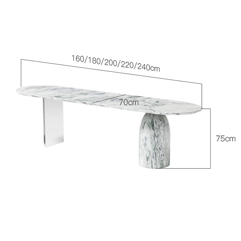 Oval Natural Stone Table with Solid Base Elegant Acrylic Floating Marble Desk for Home & Office