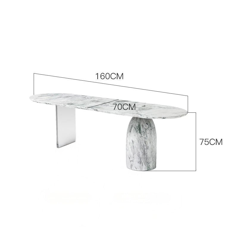 Oval Natural Stone Table with Solid Base Elegant Acrylic Floating Marble Desk for Home & Office