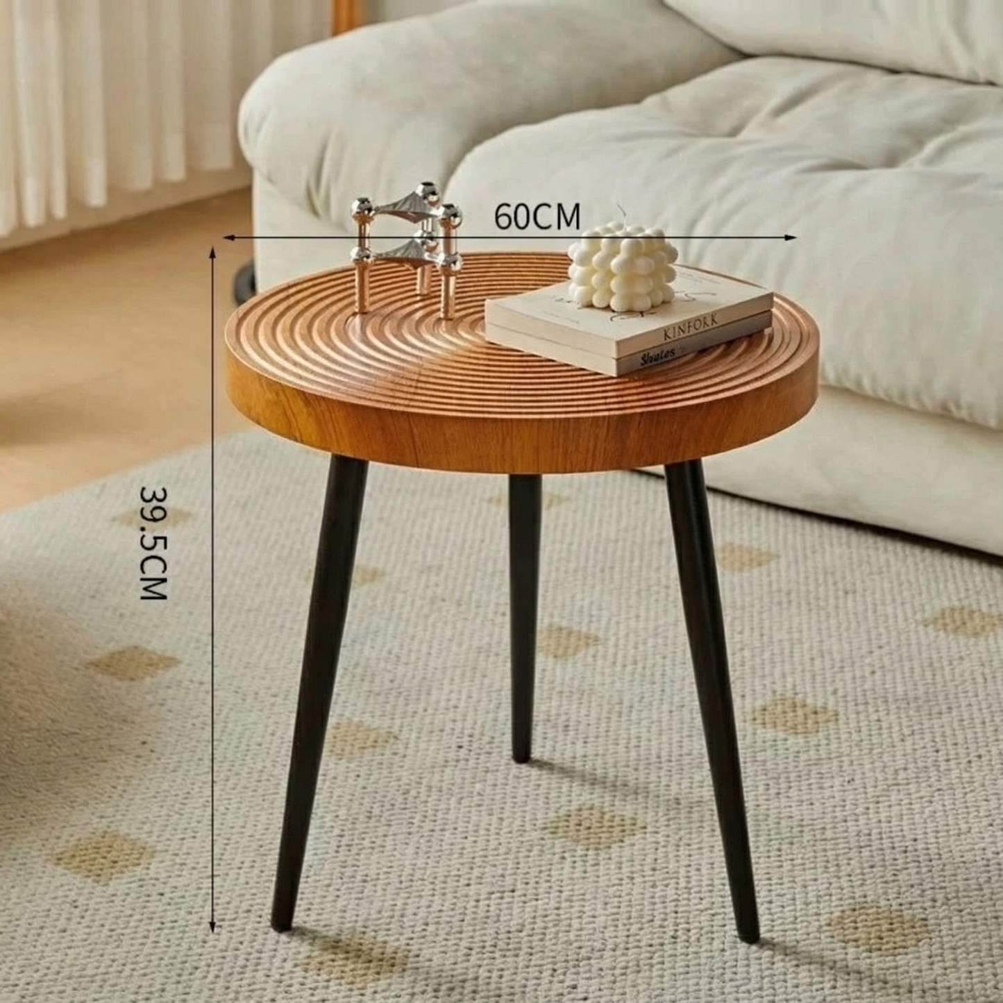 Nordic Japanese Round Wooden Table for Living Rooms