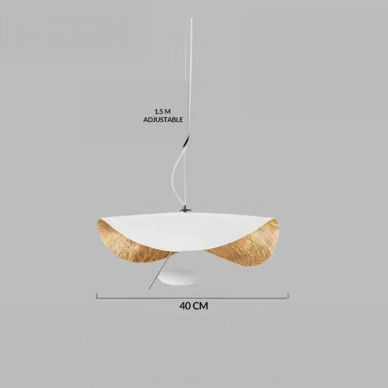 Modern Curved Chandelier French Hat Art Design LED Pendant Light for Living Rooms & Restaurants