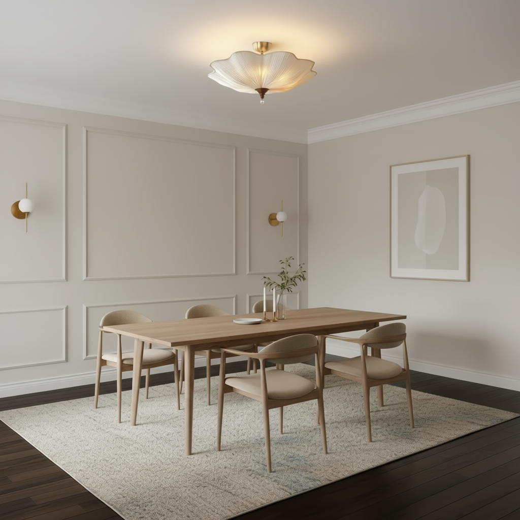 French Retro Lotus Leaf Hanging  Lamp for Living Room & Bedroom