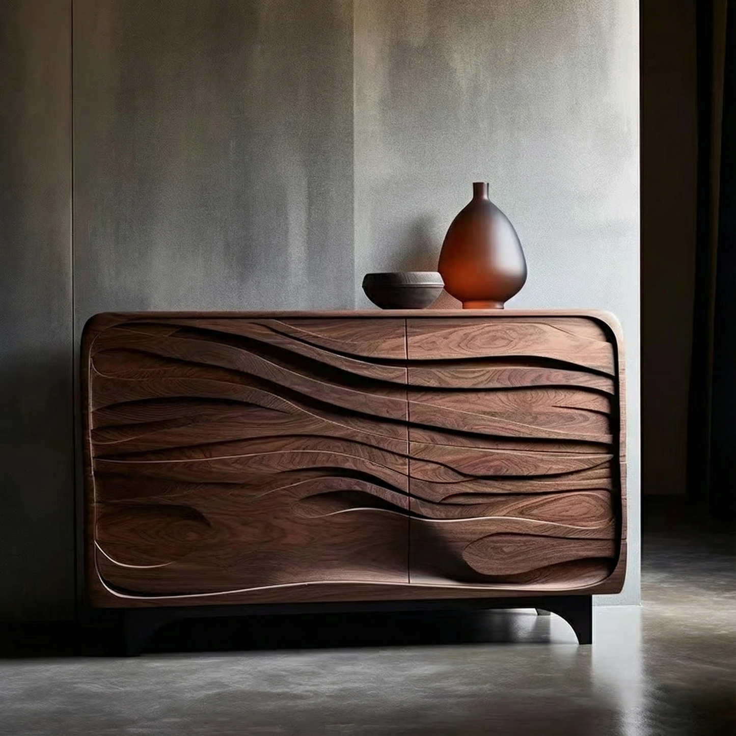 Premium Black Walnut Sideboard  Nordic  Design  Table  Perfect for Living Rooms & Dining Spaces