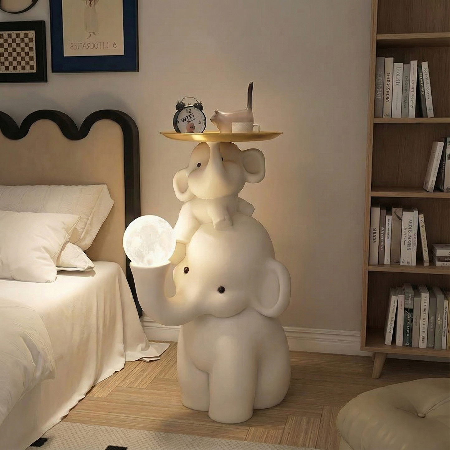 Elephant Side Table Shelf For Living Room & Modern Household Décor