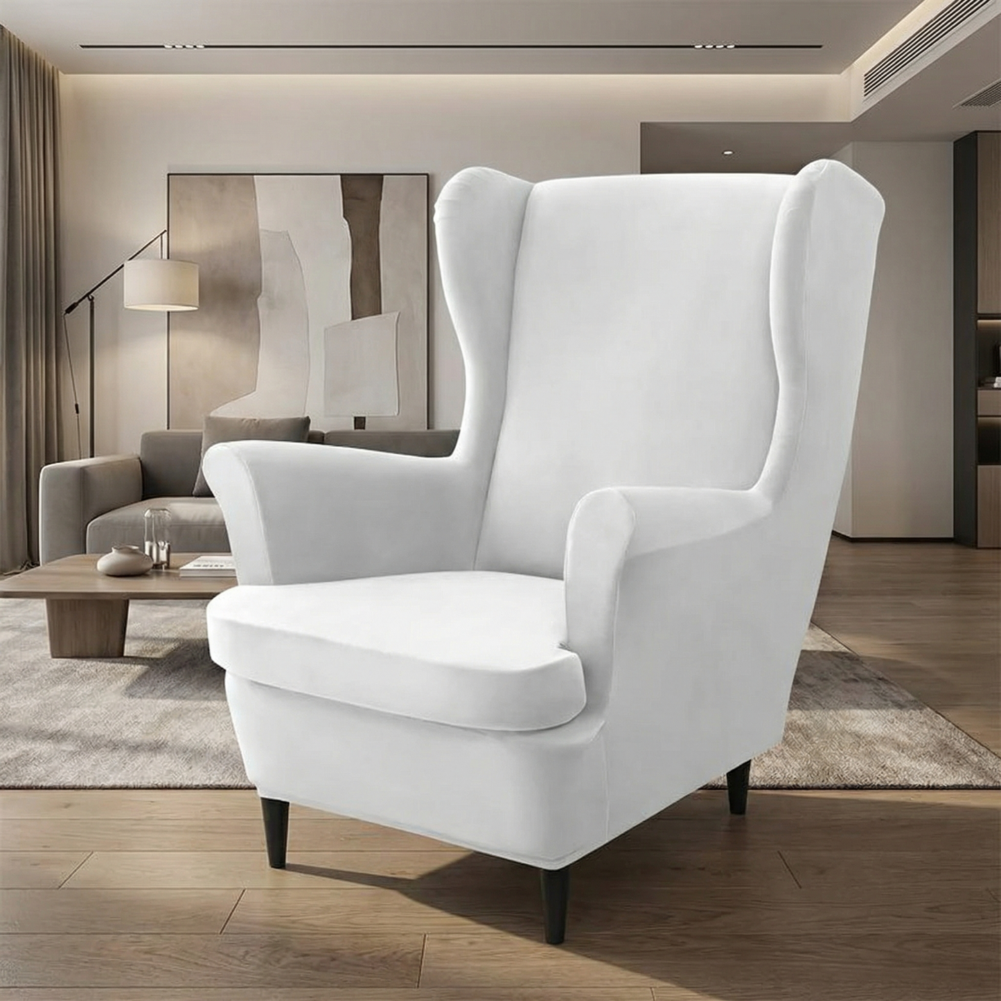 Premium  Velvet Wingback Armchair & Seat Cushion Cover for Home Décor