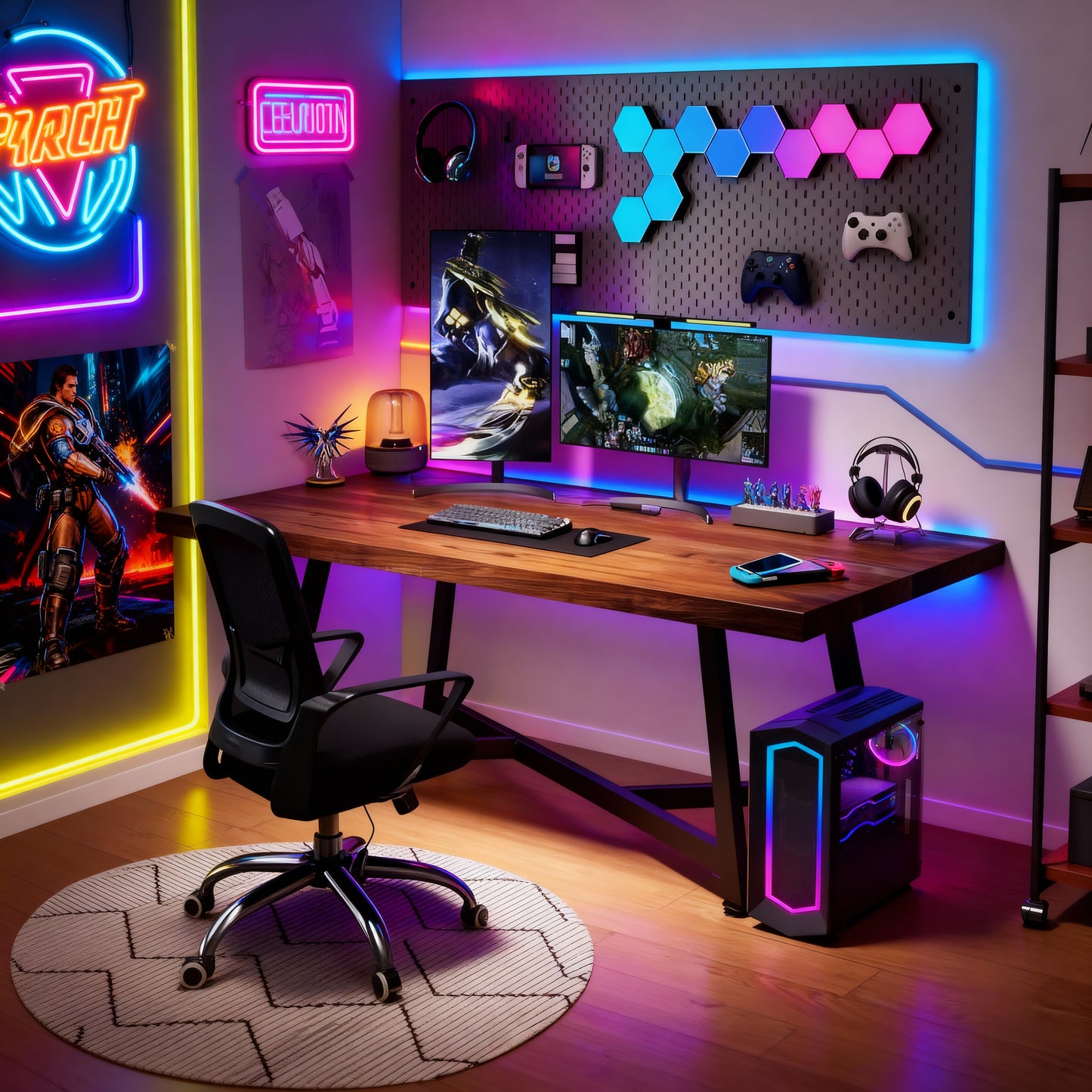 Solid Wood Rectangular Dining Table with Adjustable Metal Legs for Large Kitchens & Homes