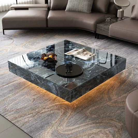 Aesthetic Square Coffee Table with Display Frame – Perfect Japanese-Inspired Home Accent