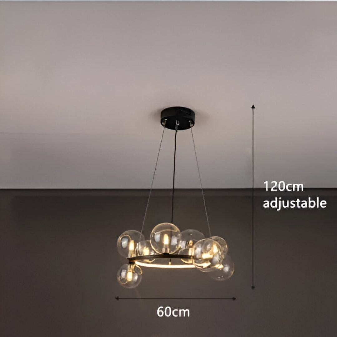 Luxury Nordic Ring Chandelier Glass Ball LED Pendant Light for Kitchen & Living Room Decor