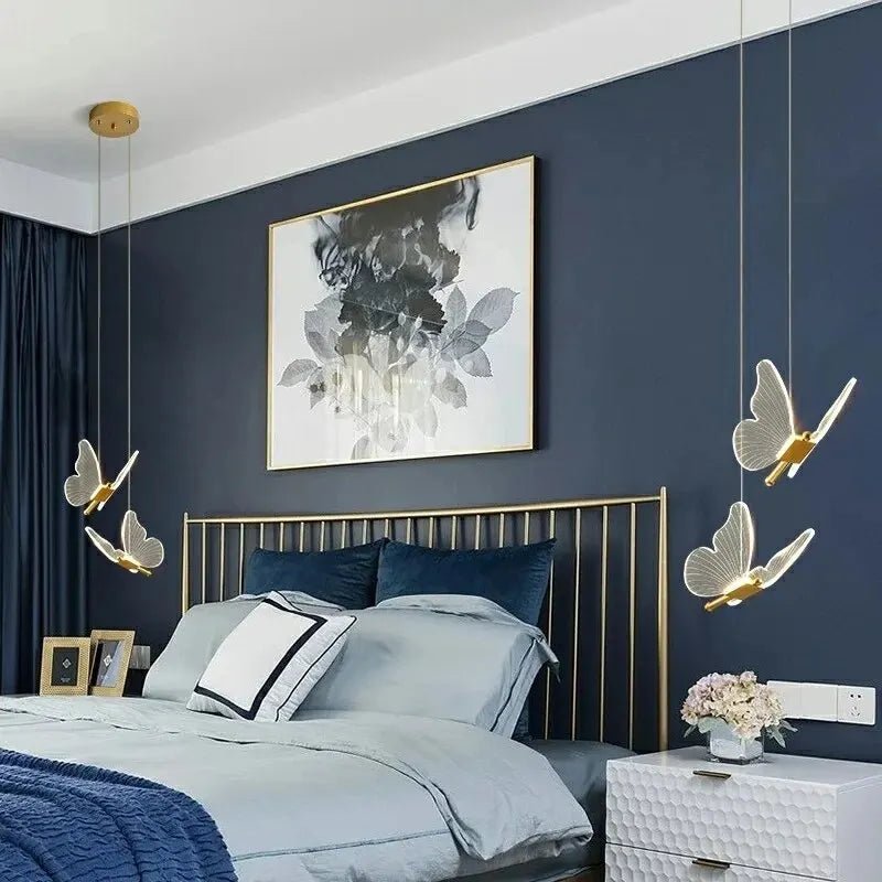 Butterfly LED Pendant Lamp Artistic Hanging Light for Bedroom, Bedside & Staircase Decor