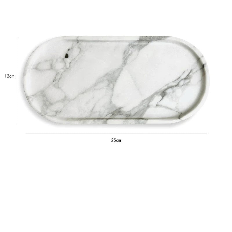 Luxury Marble Bathroom Tray Elegant Natural Stone Vanity & Cosmetic Organizer