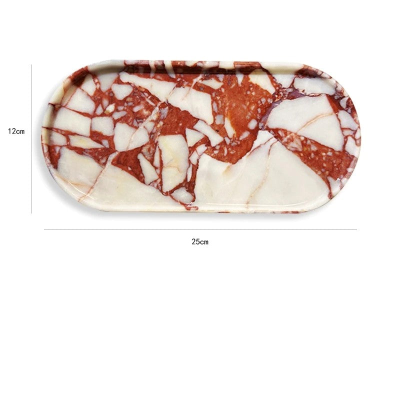 Luxury Marble Bathroom Tray Elegant Natural Stone Vanity & Cosmetic Organizer