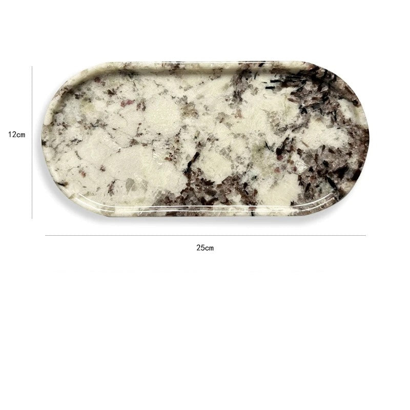 Luxury Marble Bathroom Tray Elegant Natural Stone Vanity & Cosmetic Organizer
