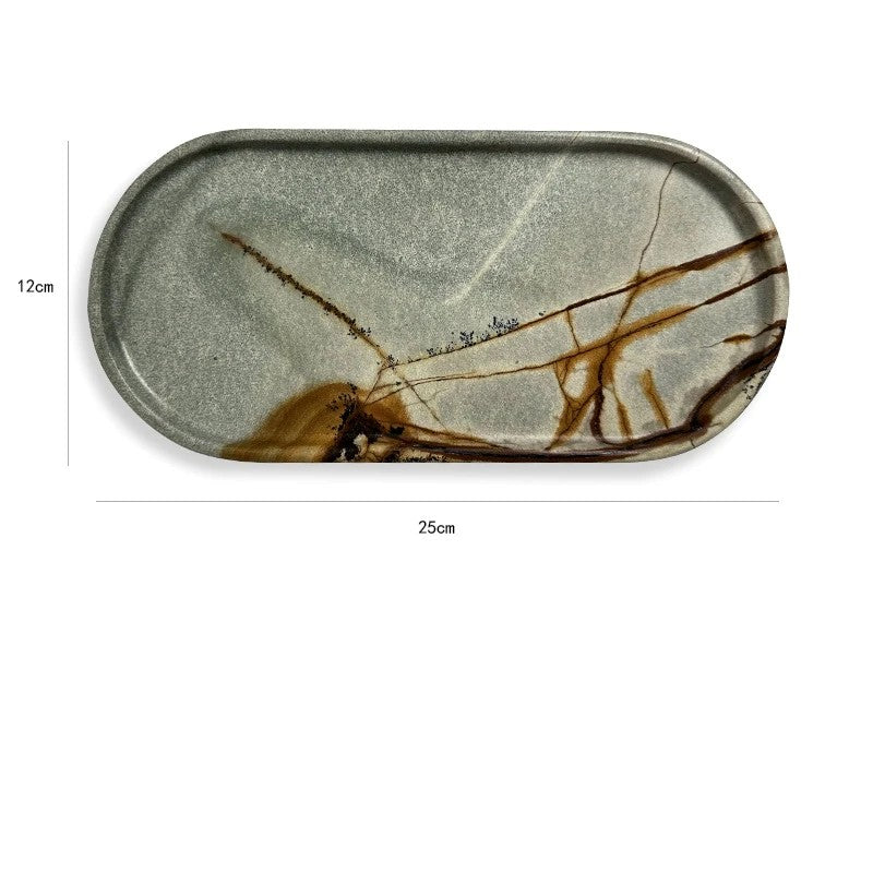 Luxury Marble Bathroom Tray Elegant Natural Stone Vanity & Cosmetic Organizer