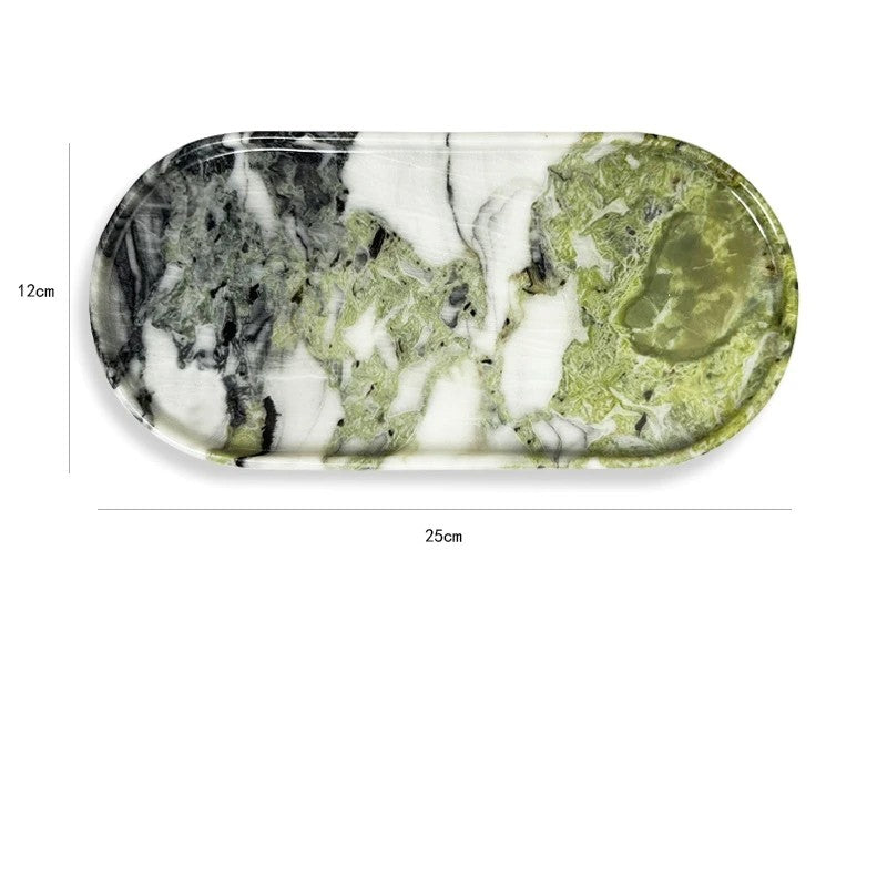 Luxury Marble Bathroom Tray Elegant Natural Stone Vanity & Cosmetic Organizer