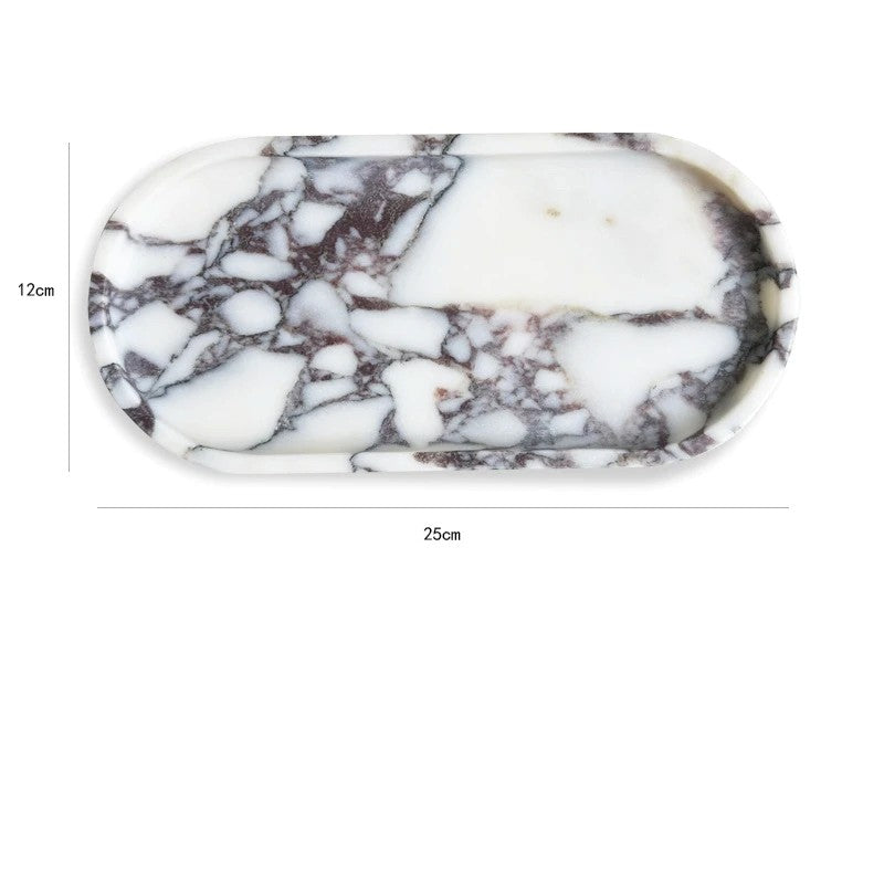Luxury Marble Bathroom Tray Elegant Natural Stone Vanity & Cosmetic Organizer