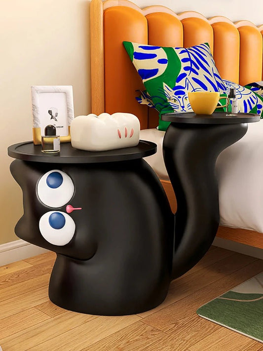 Cat Side Table with Storage Tray For Living Room & Home Décor