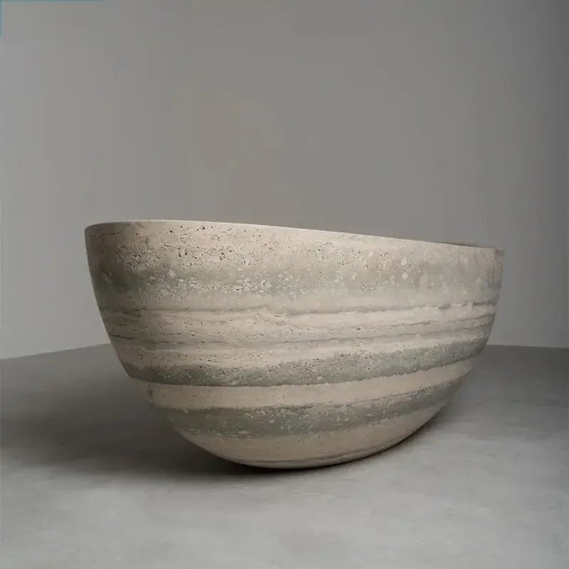 Customizable Natural Marble Bathtub Handcrafted Natural Stone Soaking Tub for Villas & Hotels