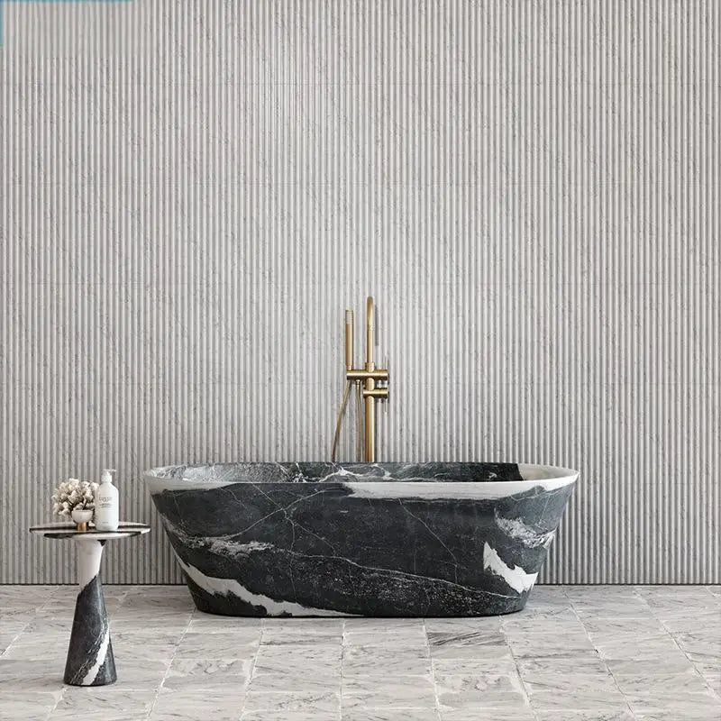 Customizable Natural Marble Bathtub Handcrafted Natural Stone Soaking Tub for Villas & Hotels