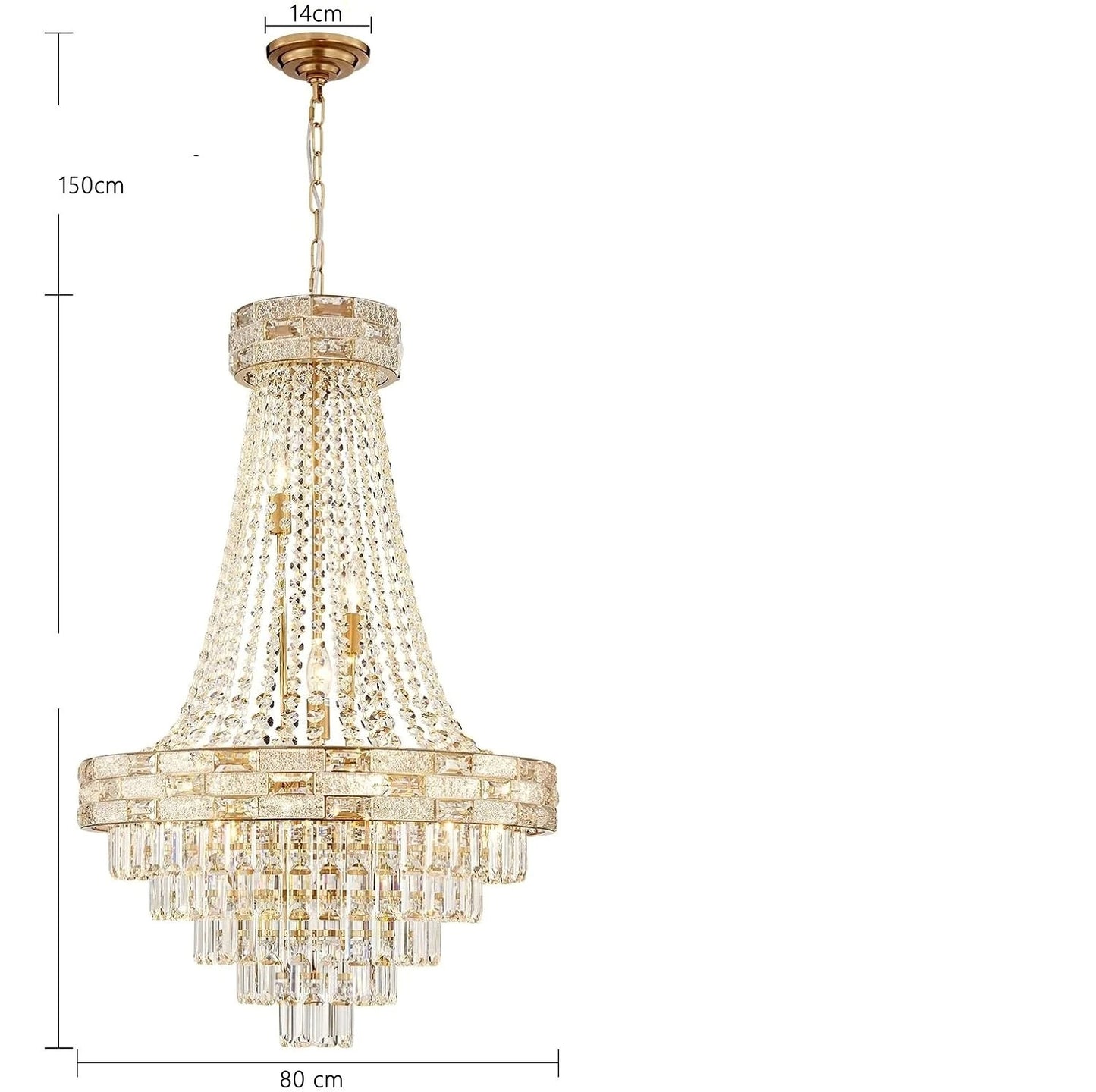 Modern Gold Crystal Chandelier Large LED Pendant Light Perfect for Dining Rooms & Living Spaces
