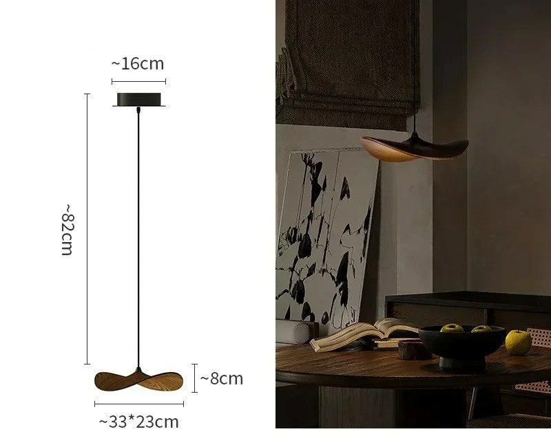 Japanese Lotus Leaf Chandelier Wabi Sabi Wooden Art Light for Zen Villas & Luxury Dining Spaces