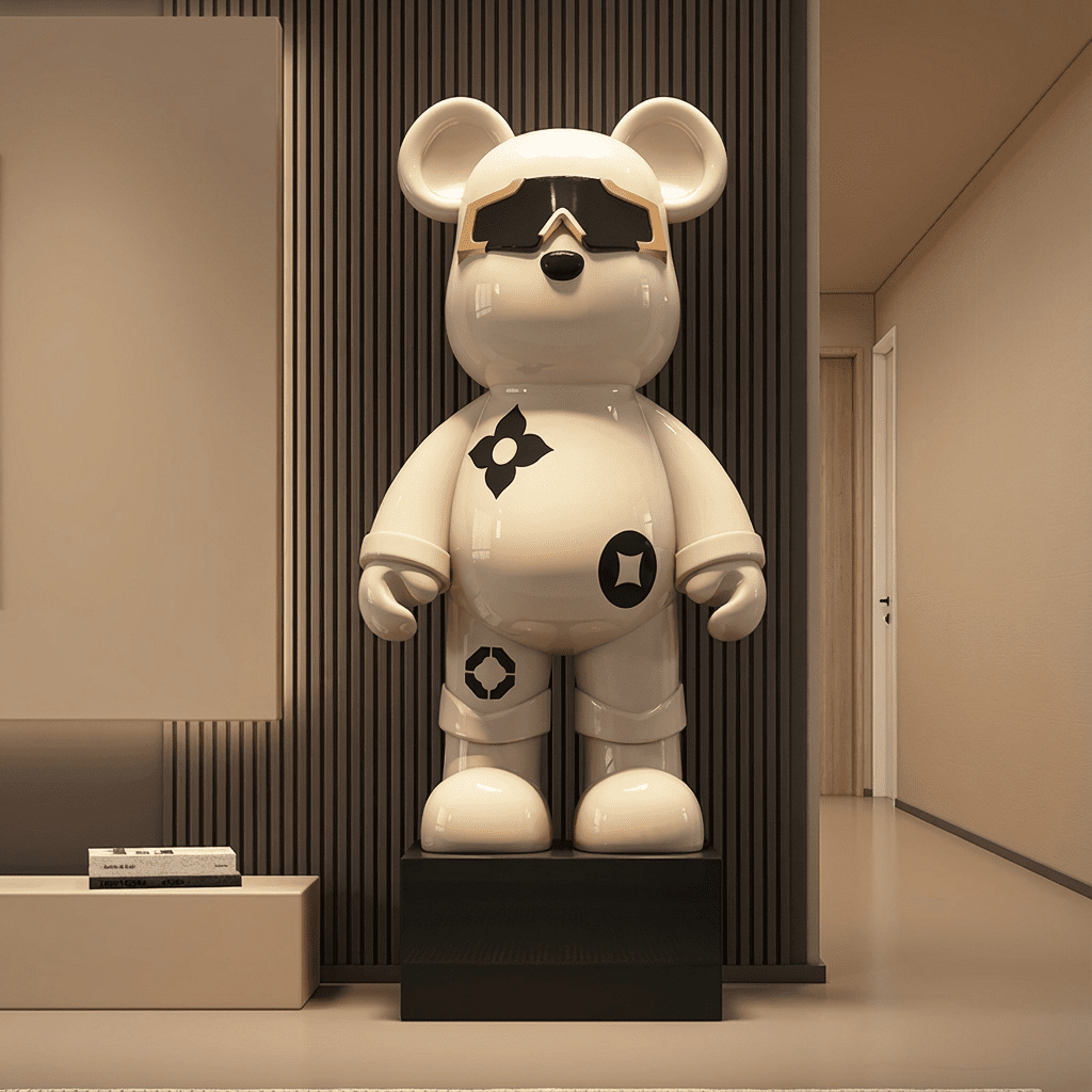 Designer Violent Bear Statue Premium Living Room TV Cabinet Decoration