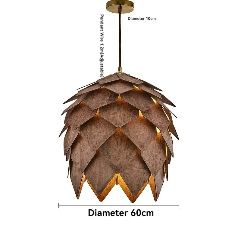 Wooden Pine Cone Chandelier Famous Art Light for Luxury Cafés & Dining Spaces