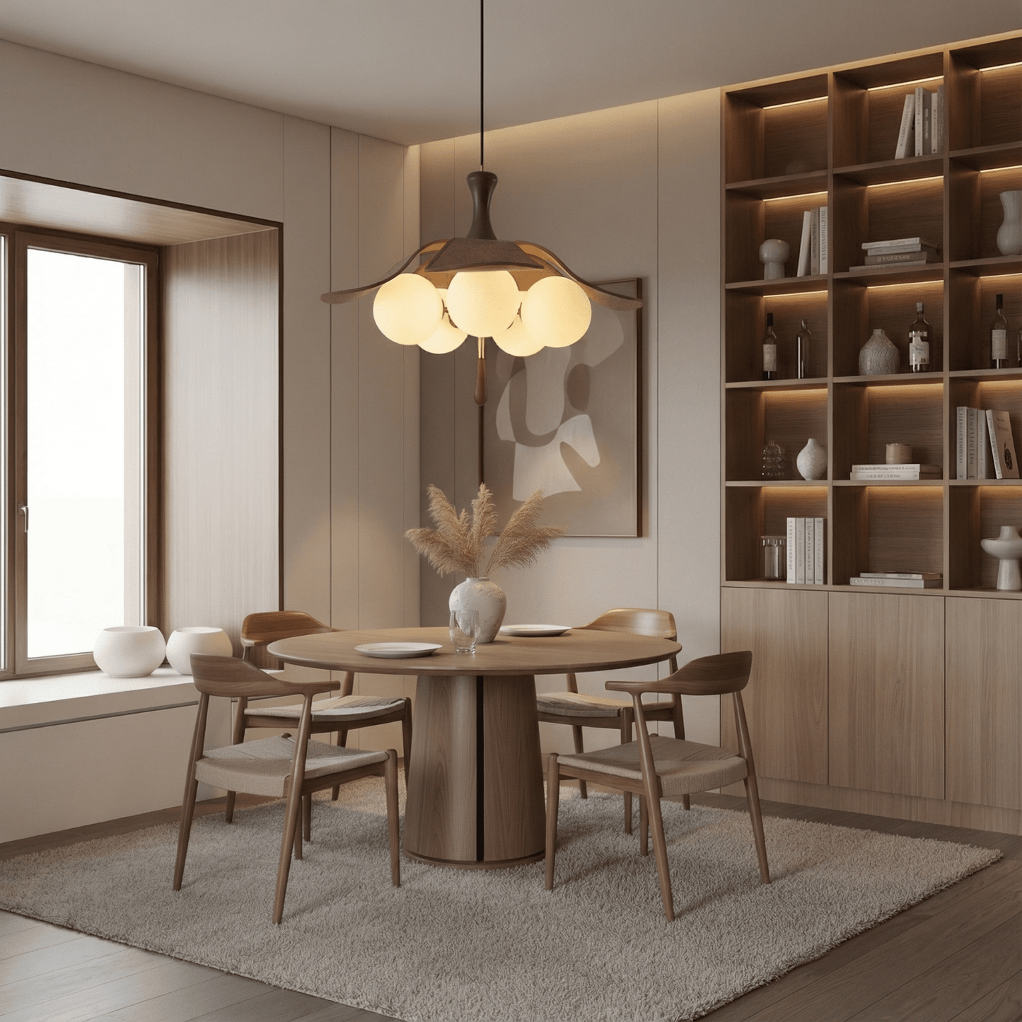 French Retro Fabric Pendant Light Light for Living Room & Bedroom