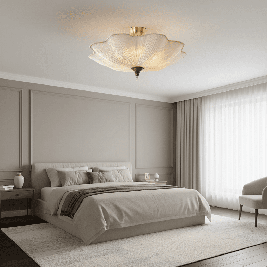 French Retro Lotus Leaf Hanging  Lamp for Living Room & Bedroom