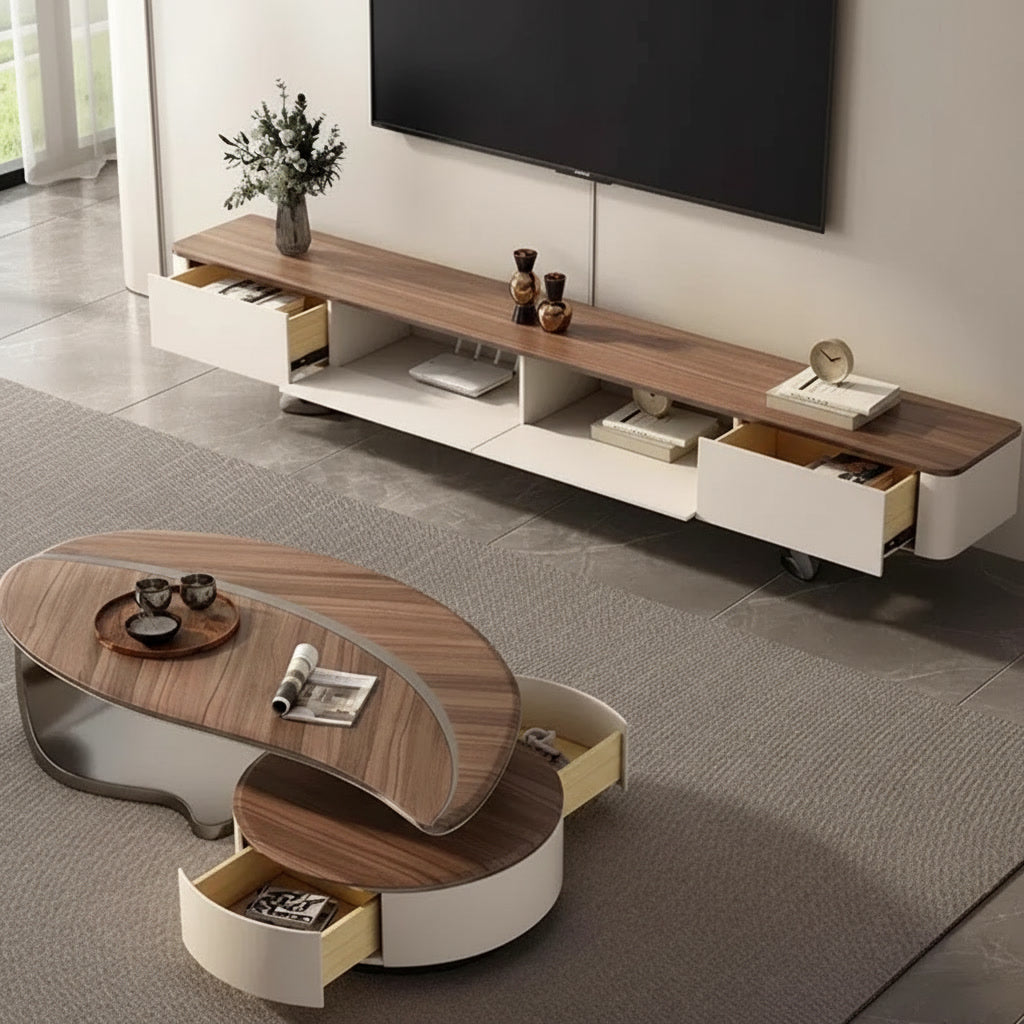Luxury Leaf Shaped Coffee Table & TV Stand Set for Your Living Room