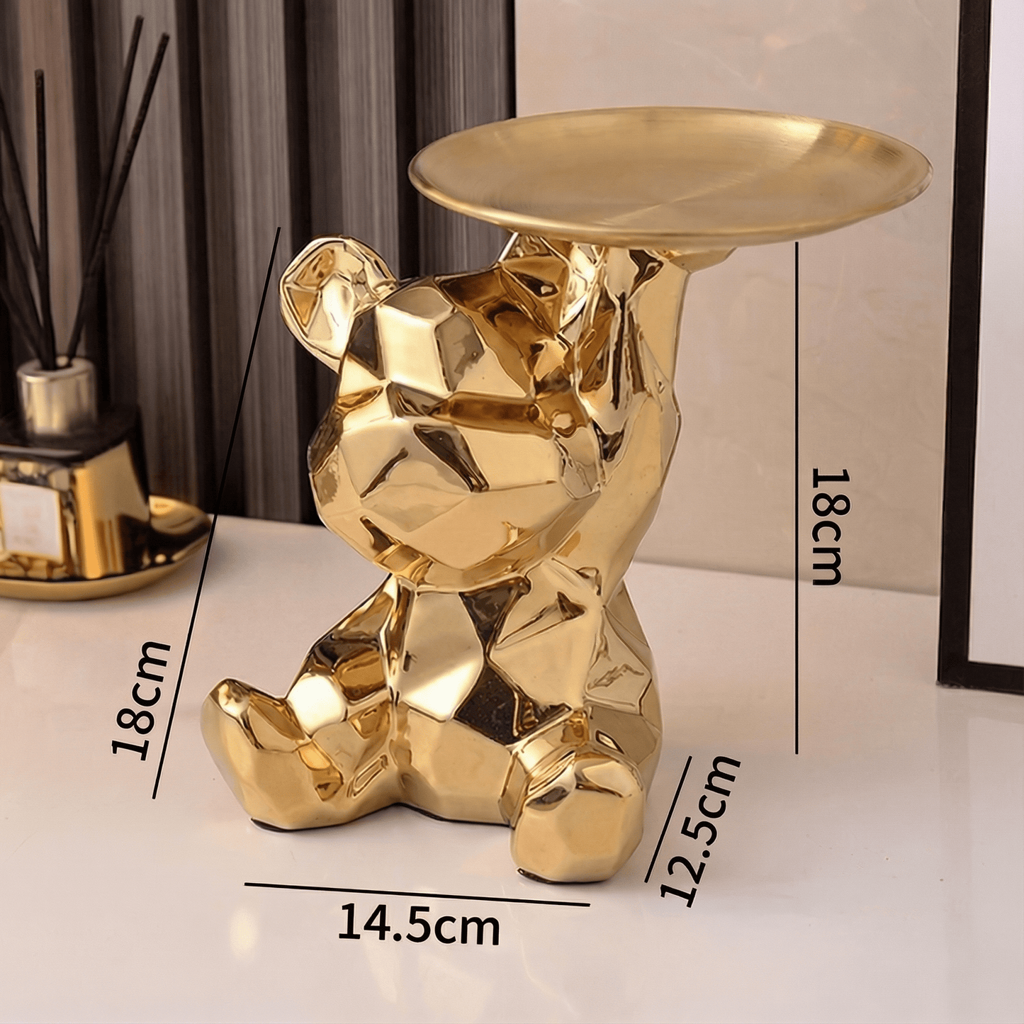 Geometric Bear Tray Statue with Smart Storage Perfect for Living Rooms & Any Space