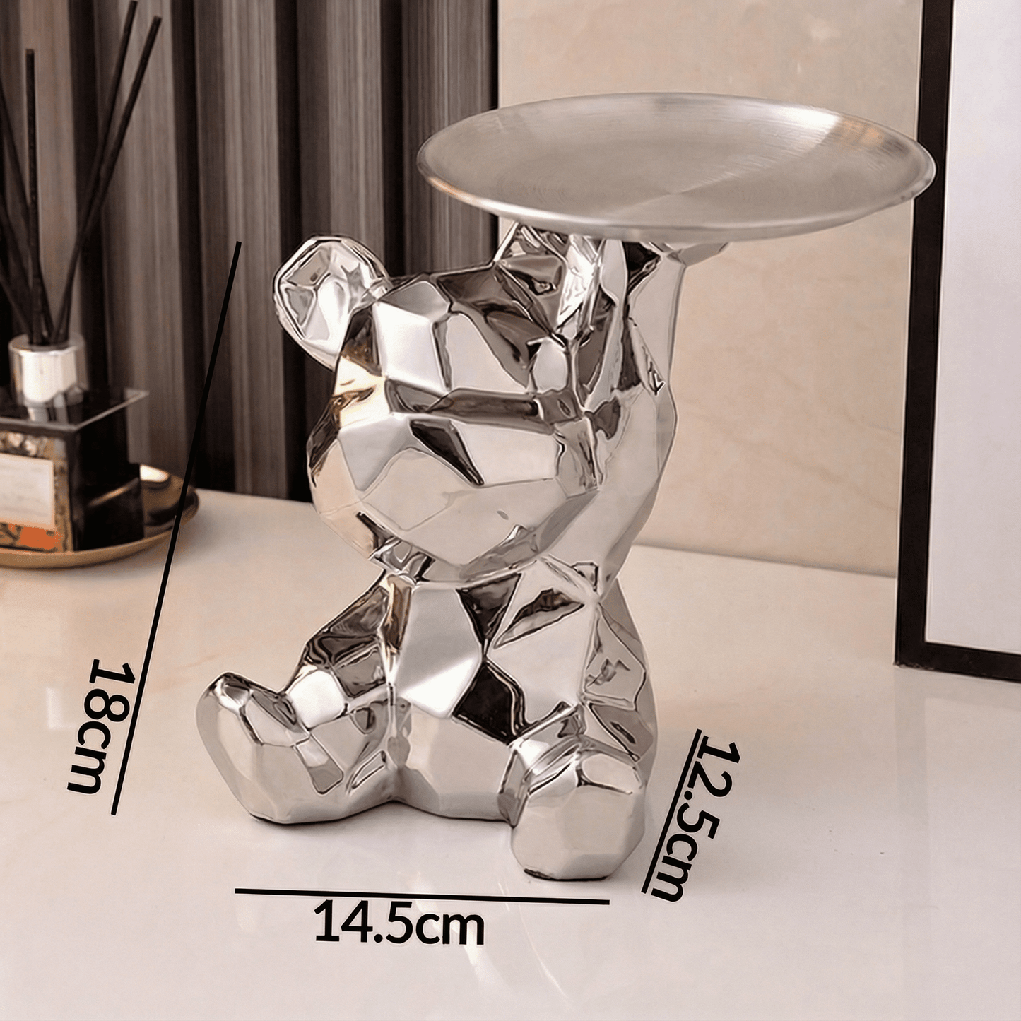 Geometric Bear Tray Statue with Smart Storage Perfect for Living Rooms & Any Space