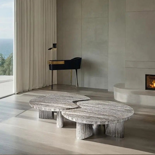 Geometric Marble Coffee Table Set for Modern Living Rooms