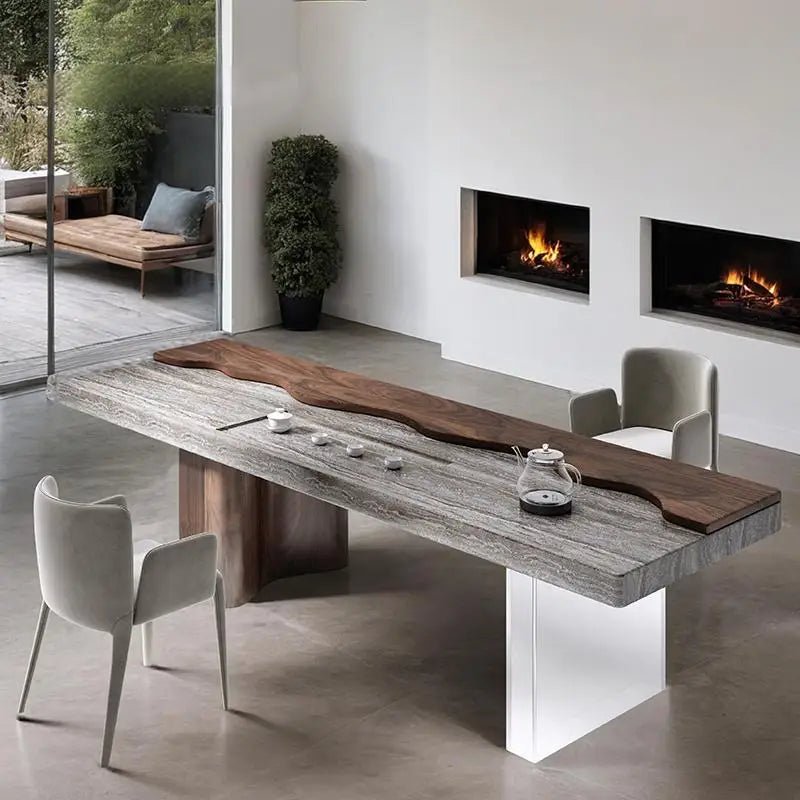 Handcrafted Floating Tea Table with Natural Stone Texture Perfect For Modern Design