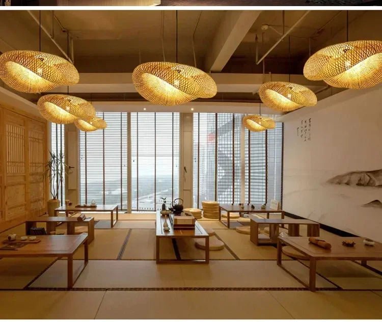 Handmade Bamboo Chandelier 40–80cm Hanging Lamp for Dining & Living Rooms