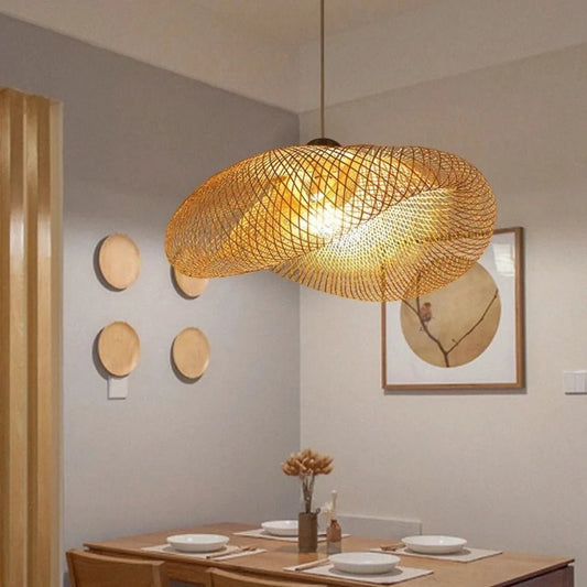 Handmade Bamboo Chandelier 40–80cm Hanging Lamp for Dining & Living Rooms