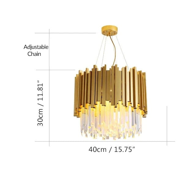 Modern Gold & Black Crystal Chandelier LED Pendant Light for Living Room & Hotel Elegance