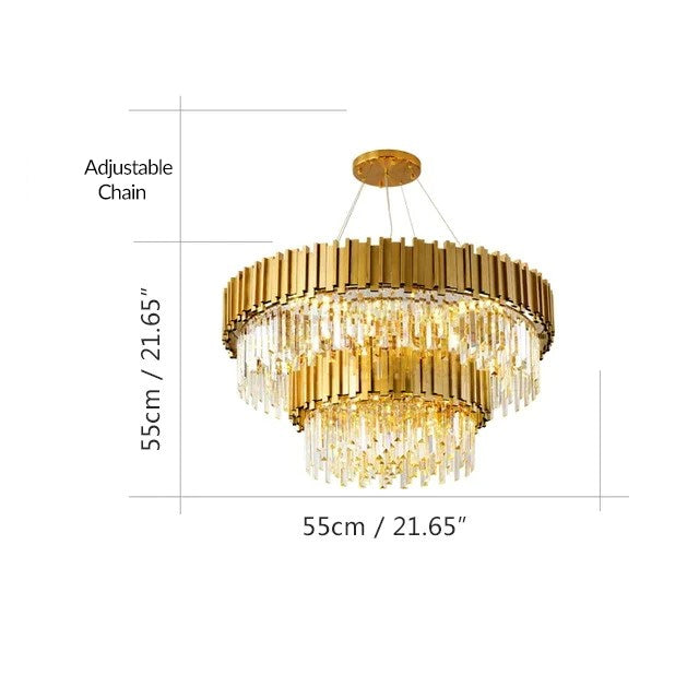 Modern Gold & Black Crystal Chandelier LED Pendant Light for Living Room & Hotel Elegance