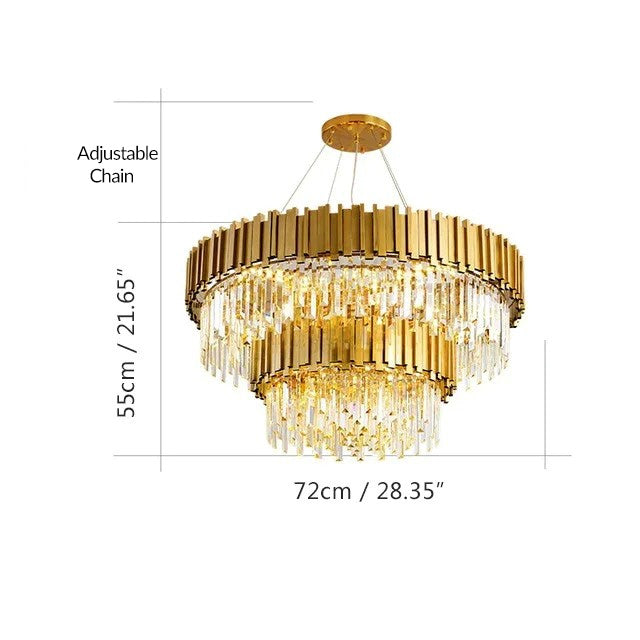Modern Gold & Black Crystal Chandelier LED Pendant Light for Living Room & Hotel Elegance