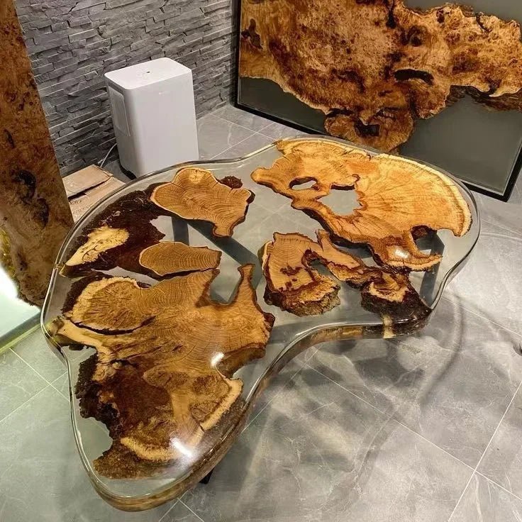 High-Transparency Ocean Epoxy Dining Table  Premium Solid Walnut Wood Design