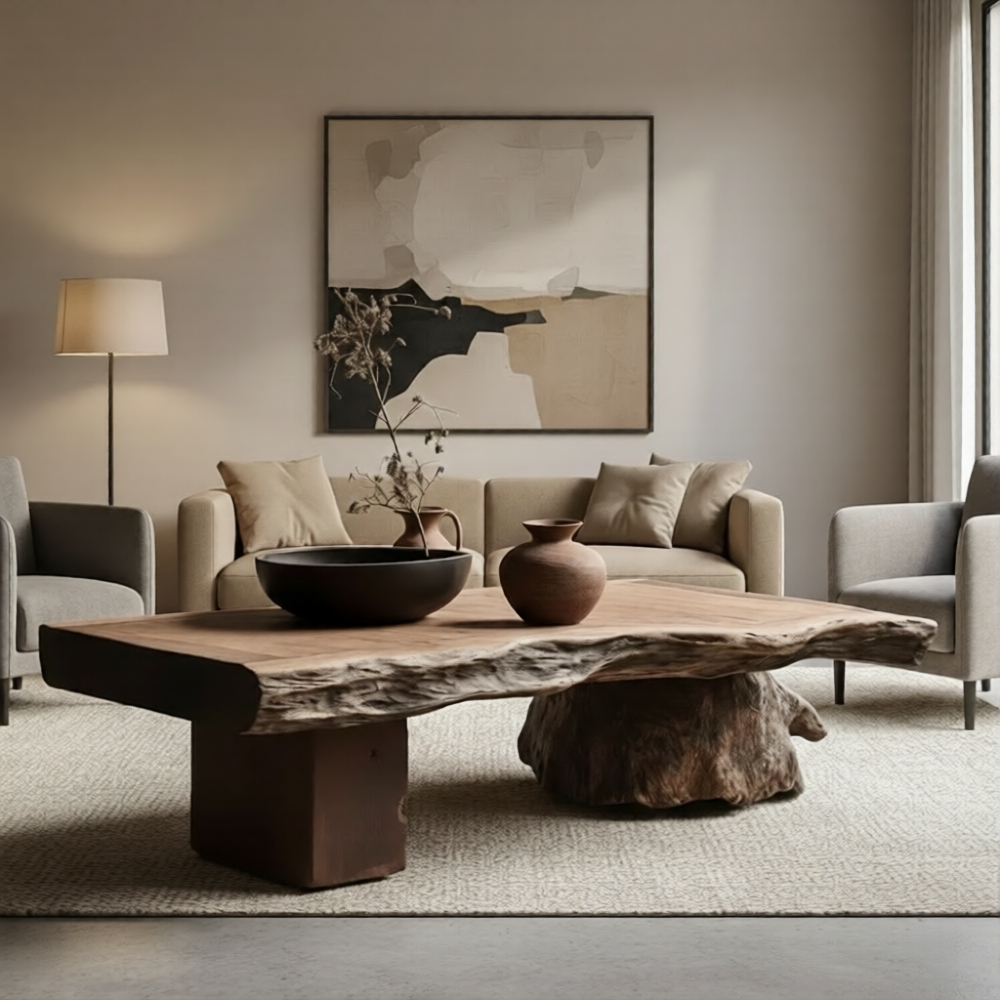 Premium Wood Coffee Table Unique Modern Antique Style for Living Room & Home Decor