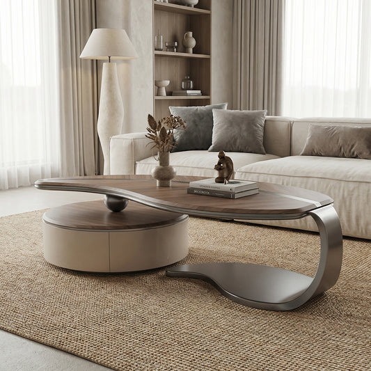 Minimalist Solid Wood White Wax Wood Tea Table for Living Room